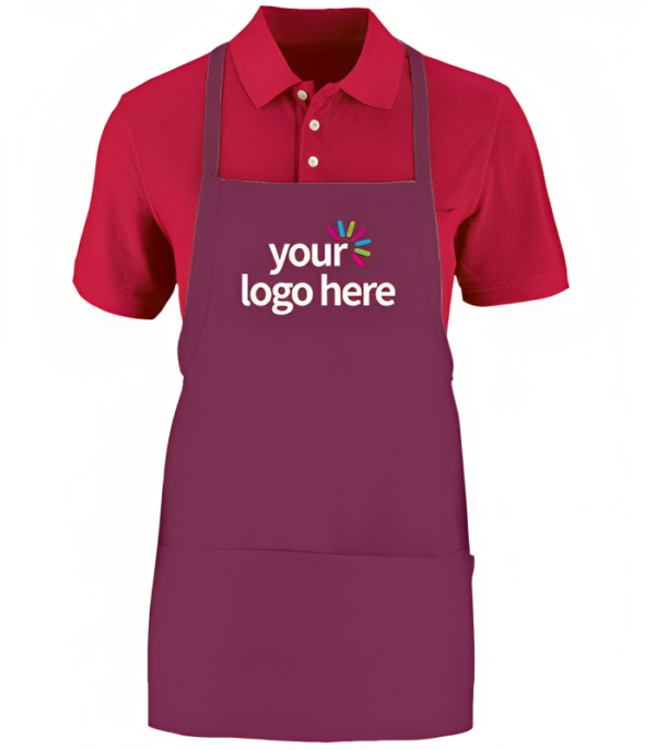 Red And Maroon Personalized Unisex Kitchen Apron With Pouch