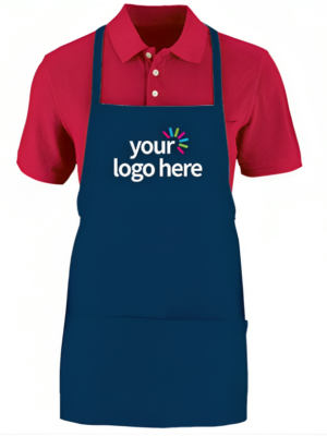Red And Navy Blue Personalized Unisex Kitchen Apron With Pouch