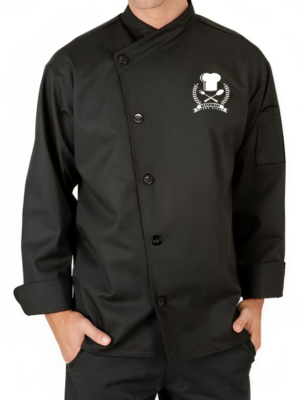Black Designer Cross Collar Chef Coat