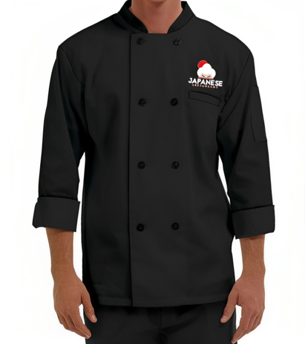 Black Traditional 3/4 Length Sleeve Chef Coat