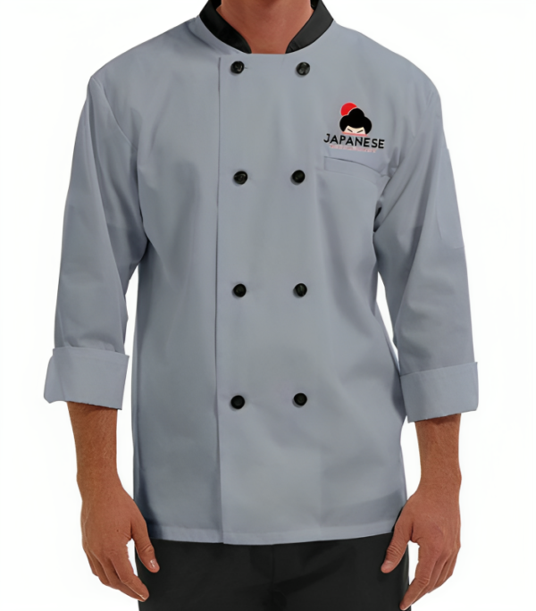 Grey Traditional 3/4 Length Sleeve Chef Coat