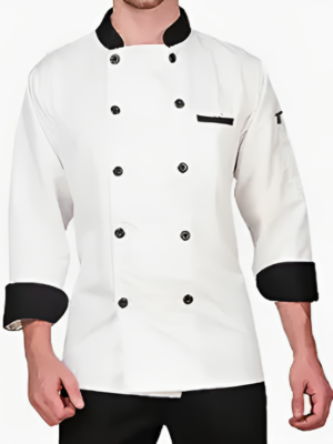White Traditional 3/4 Length Sleeve Chef Coat