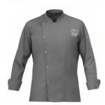 Dark Grey Personalized Chef Coat With Snap Button