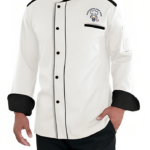 White Two Tone Long Sleeves Chef Coat