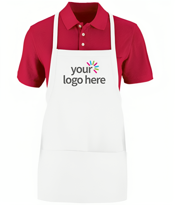 Red White Personalized Unisex Kitchen Apron With Pouch