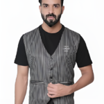 Casual Uniform Striped Waistcoat For Men's Front