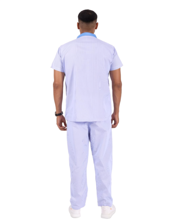 Men's Blue Lining Patient Uniform with front Buttons 2