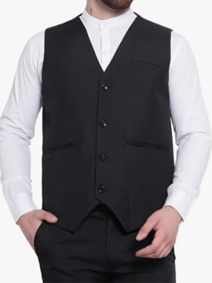 Mens Black Waiter Waistcoat For Men 1