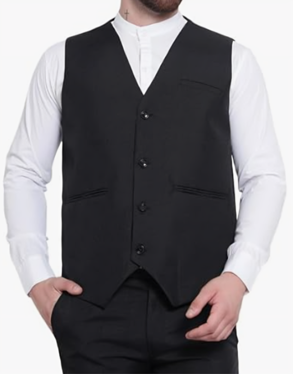 Mens Black Waiter Waistcoat For Men 1