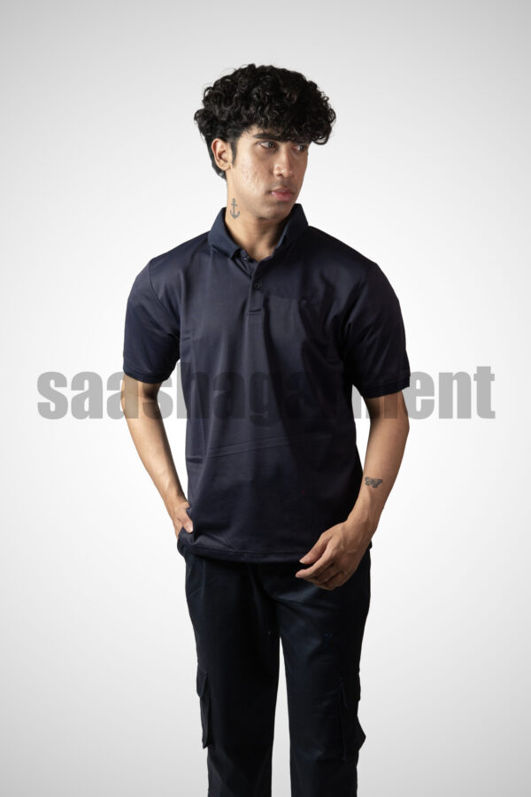 Black Classic Regular Half Sleeve T-Shirt for Men With Collar