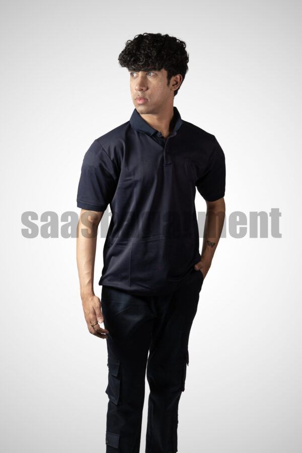 Black Classic Regular Half Sleeve T-Shirt for Men With Collar