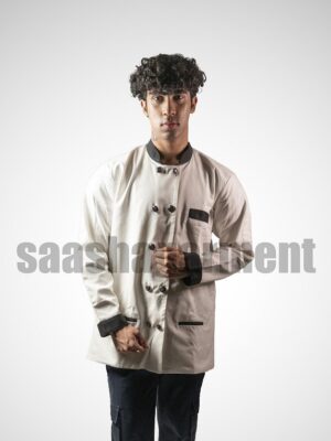 White Full Sleeve Chef Coat For Men Front