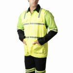 Lime Green Industrial Vest Coat For Men With Reflecting Tape