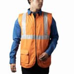 Orange Industrial Vest Coat For Men With Reflecting Tape