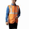 Orange Industrial Vest Coat For Men With Reflecting Tape
