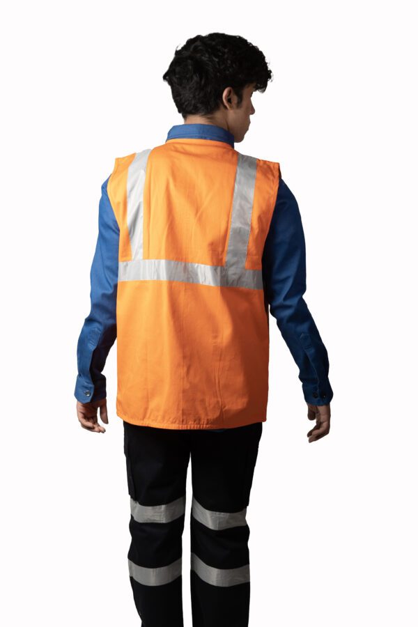 Orange Industrial Vest Coat For Men With Reflecting Tape