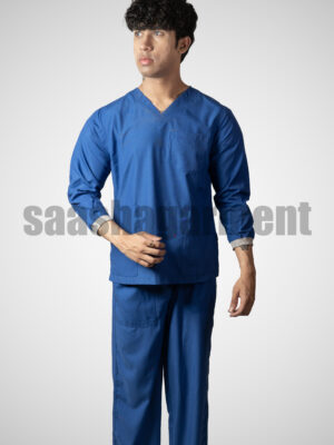 Blue Doctor Uniform for men || V-Neck || Set of Top & Bottom