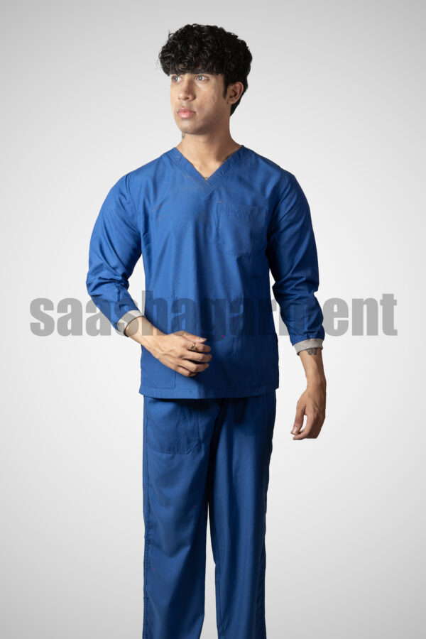 Blue Doctor Uniform for men || V-Neck || Set of Top & Bottom