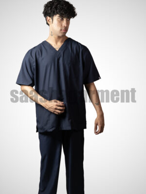 Navy Blue Doctor Uniform for Men || V-Neck || Set of Top & Bottom