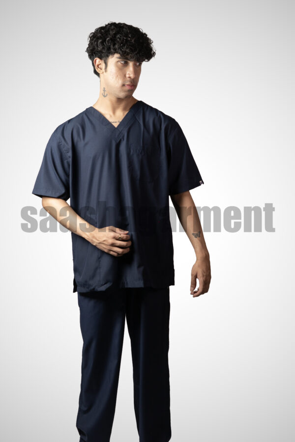 Navy Blue Doctor Uniform for Men || V-Neck || Set of Top & Bottom