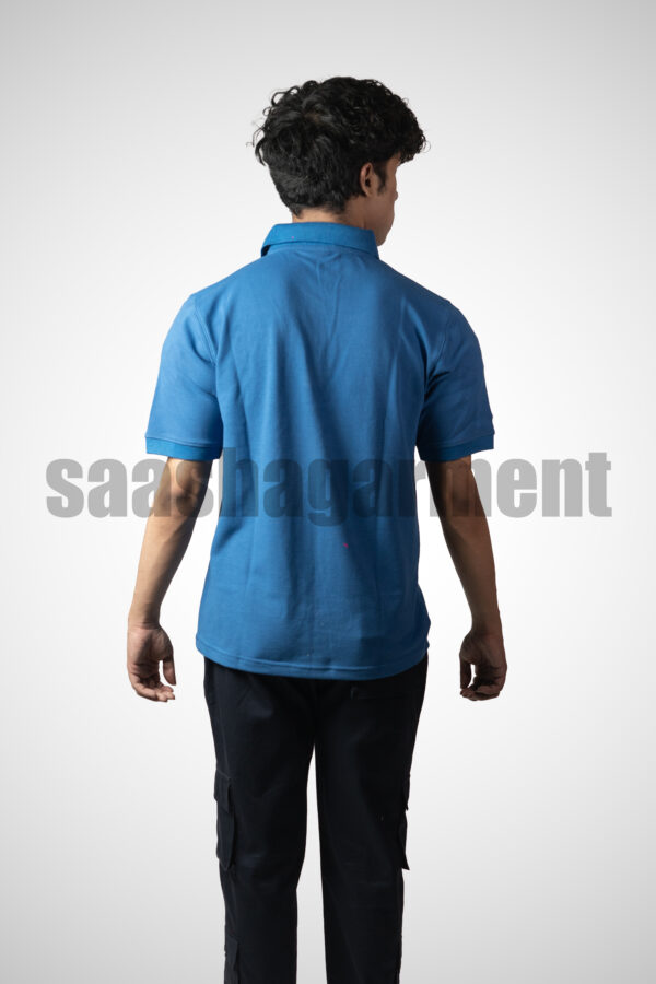 Blue Classic Regular Half Sleeve T-Shirt for Men With Collar