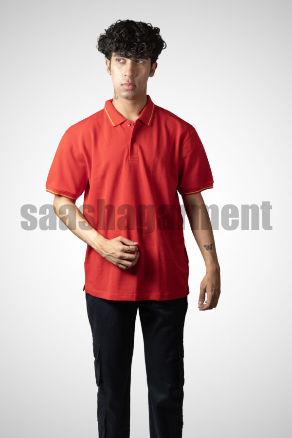 Red Classic Regular Half Sleeve T-Shirt for Men With Collar
