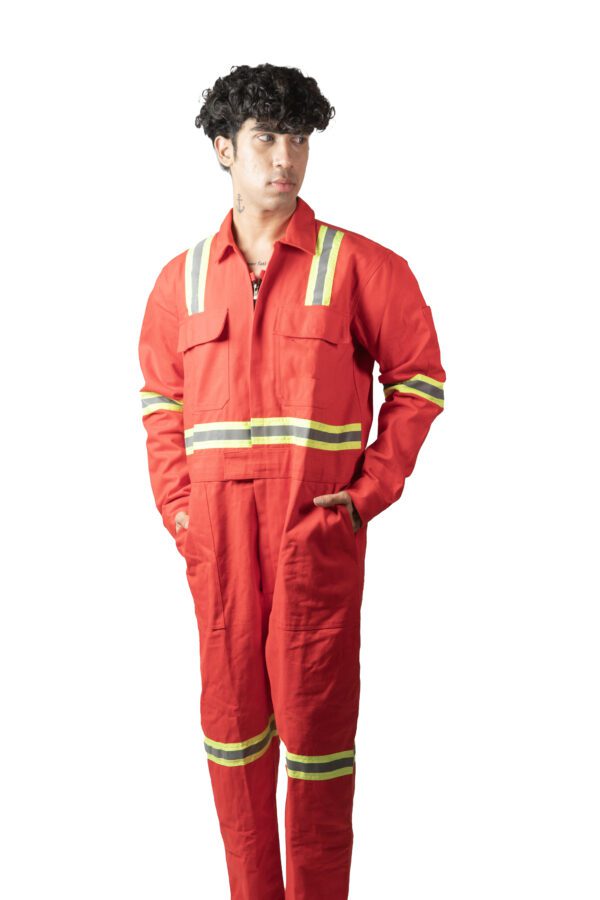 Red Boiler Suit With Reflective Tape for Men