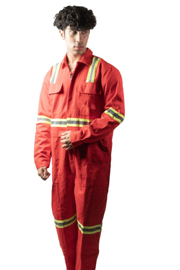 Red Boiler Suit With Reflective Tape for Men