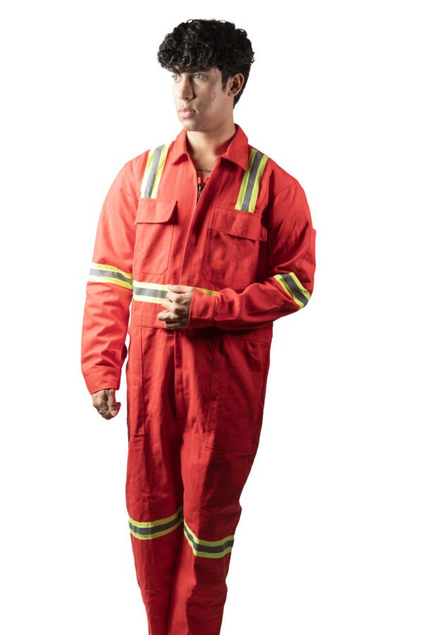 Red Boiler Suit With Reflective Tape for Men