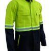 High-Visibility Green & Blue Color Work Safety Jacket for Men With Reflecting Tape