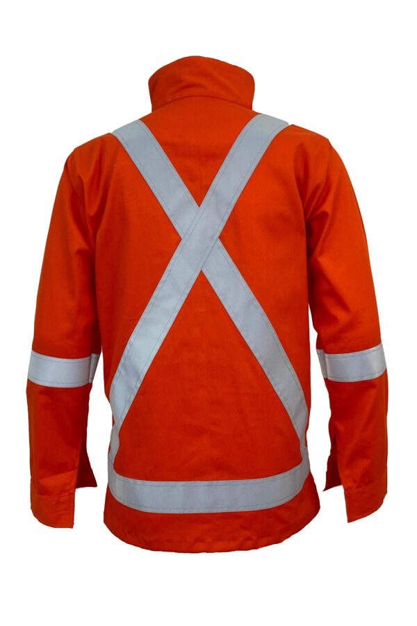 High-Visibility Orange Color Work Jacket for Men With Reflecting Tape | 2 Side Pockets