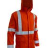 High-Visibility Orange Color Work Safety Jacket for Men With Reflecting Tape | 2 Side Pockets