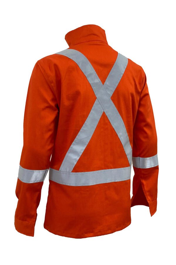 High-Visibility Orange Color Work Safety Jacket for Men With Reflecting Tape | 2 Side Zipper Pockets