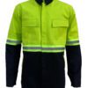 High-Visibility Green & Blue Color Work Safety Jacket for Men With Reflecting Tape