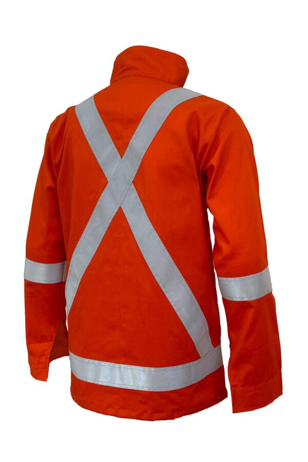 High-Visibility Orange Color Work Jacket for Men With Reflecting Tape | 2 Side Pockets
