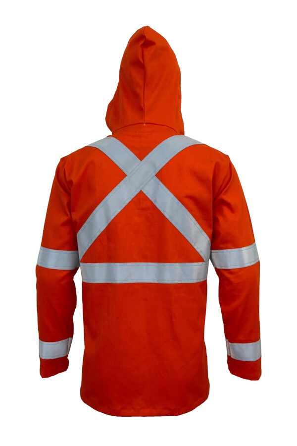 High-Visibility Orange Color Work Safety Jacket for Men With Reflecting Tape | 2 Side Pockets
