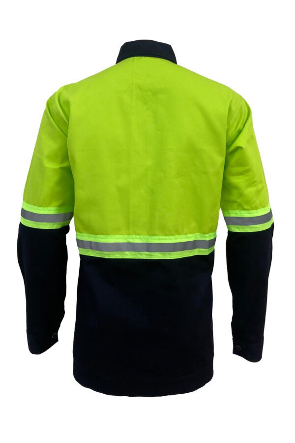High-Visibility Green & Blue Color Work Safety Jacket for Men With Reflecting Tape
