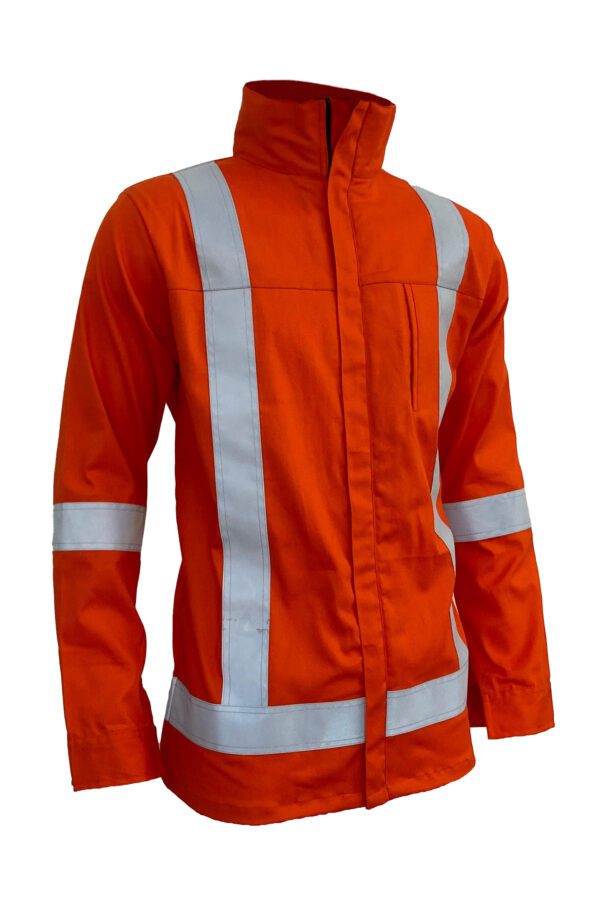 High-Visibility Orange Color Work Jacket for Men With Reflecting Tape | 2 Side Pockets