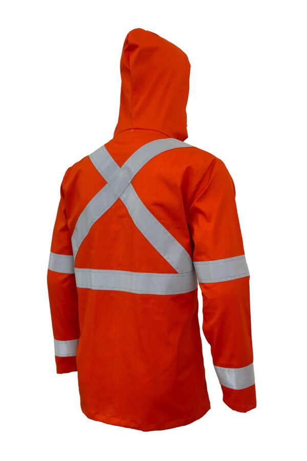 High-Visibility Orange Color Work Safety Jacket for Men With Reflecting Tape | 2 Side Pockets