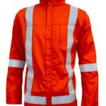 High-Visibility Orange Color Work Jacket for Men With Reflecting Tape | 2 Side Pockets
