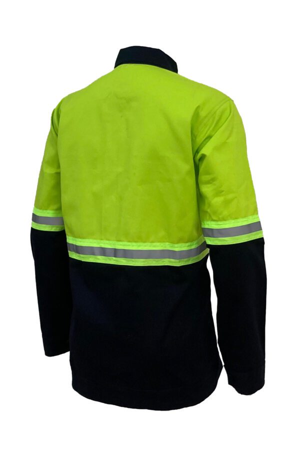 High-Visibility Green & Blue Color Work Safety Jacket for Men With Reflecting Tape