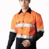 Industrial Worker Safety Shirt For Men With Reflecting Tape | Orange