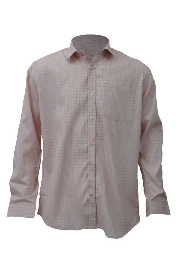 Saasha Garments Pink With Red Checks Shirt For Men Front