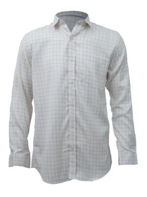 Saasha Garments Yellow With Grey Checks Shirt For Men Front