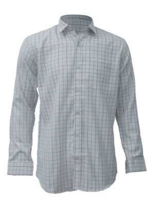White With Grey Checks Shirt For Men Front