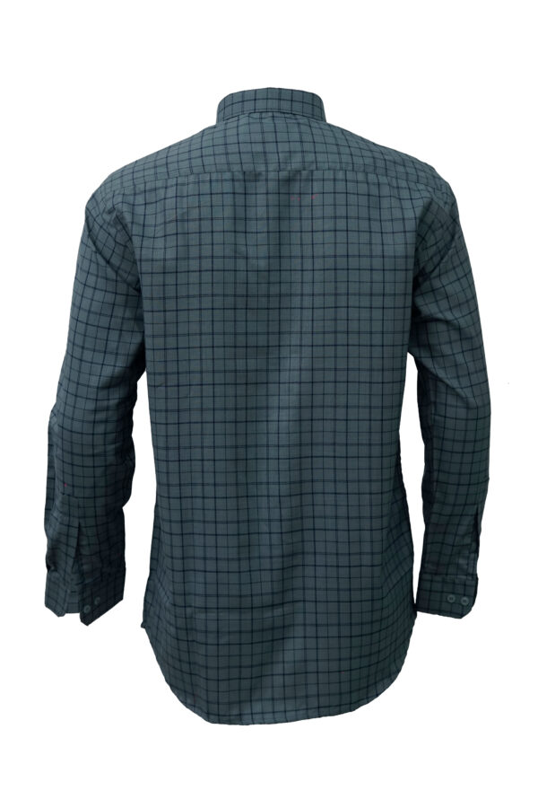 Saasha Garments Dark Green With Blue Checks Shirt For Men Back