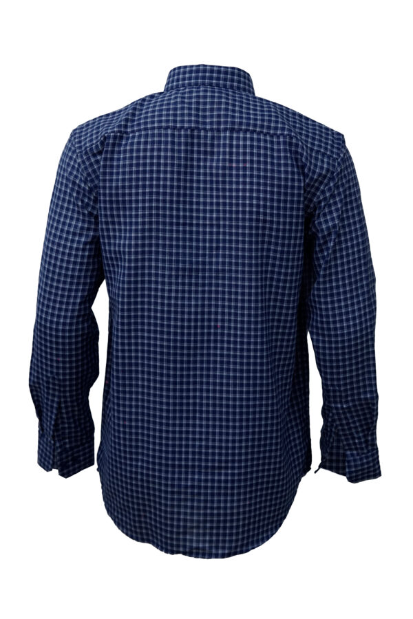 Saasha Garments Dark Blue With White Checks Shirt For Men Back