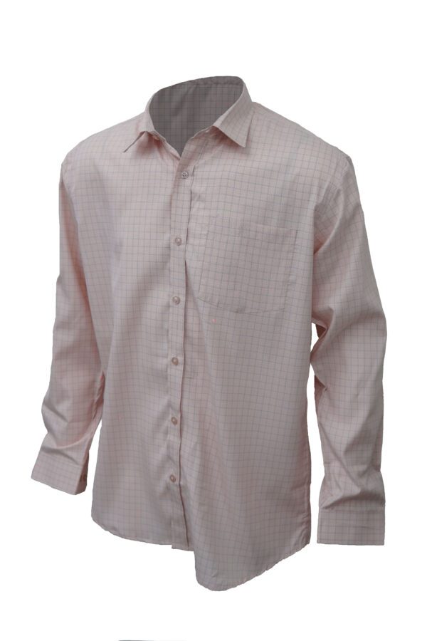 Saasha Garments Pink With Red Checks Shirt For Men Front Side