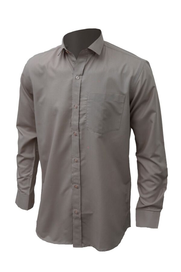 Saasha Garments Light Grey Plain Shirt For Men Front Side