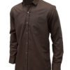 Saasha Garments Brown Plain Shirt For Men Front Side